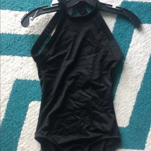 Black halter leotard